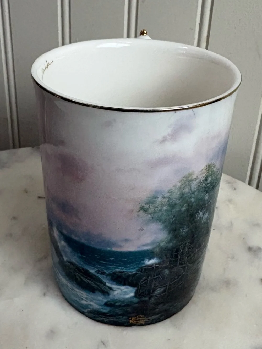 Vintage Thomas Kinkade Beacon of Hope Lighthouse Porcelain Collectible Mug 2002